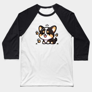 Cute Corgi Tricolor with Tiny Bees Baseball T-Shirt